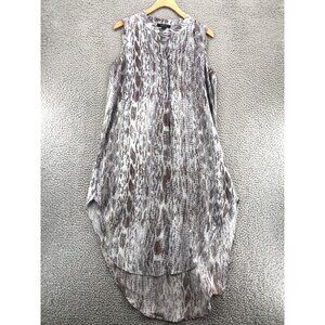Acrobat Dress Womens Small Gray Snake Print Silk Midi Sleeveless High Low Button